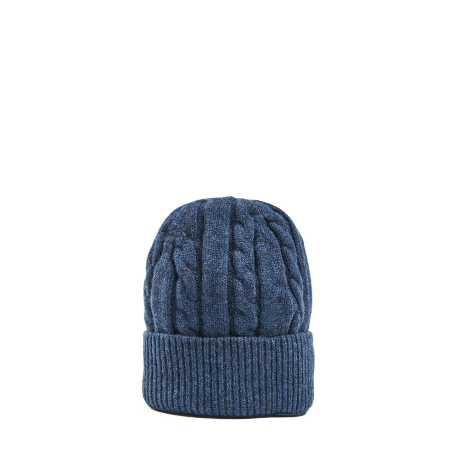 E.Marinella Cappelli|BERRETTO BLU A trecce in cashmere