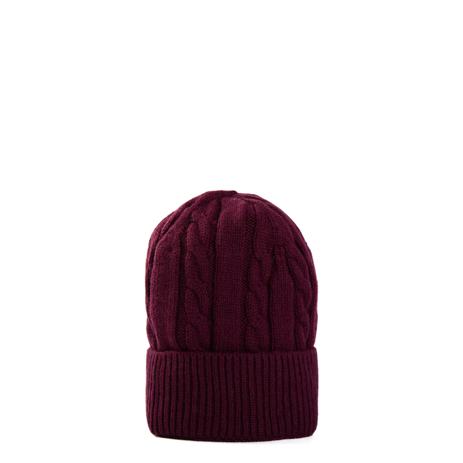 E.Marinella Cappelli|BERRETTO BORDEAUX A trecce in cashmere