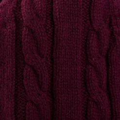 E.Marinella Cappelli|BERRETTO BORDEAUX A trecce in cashmere