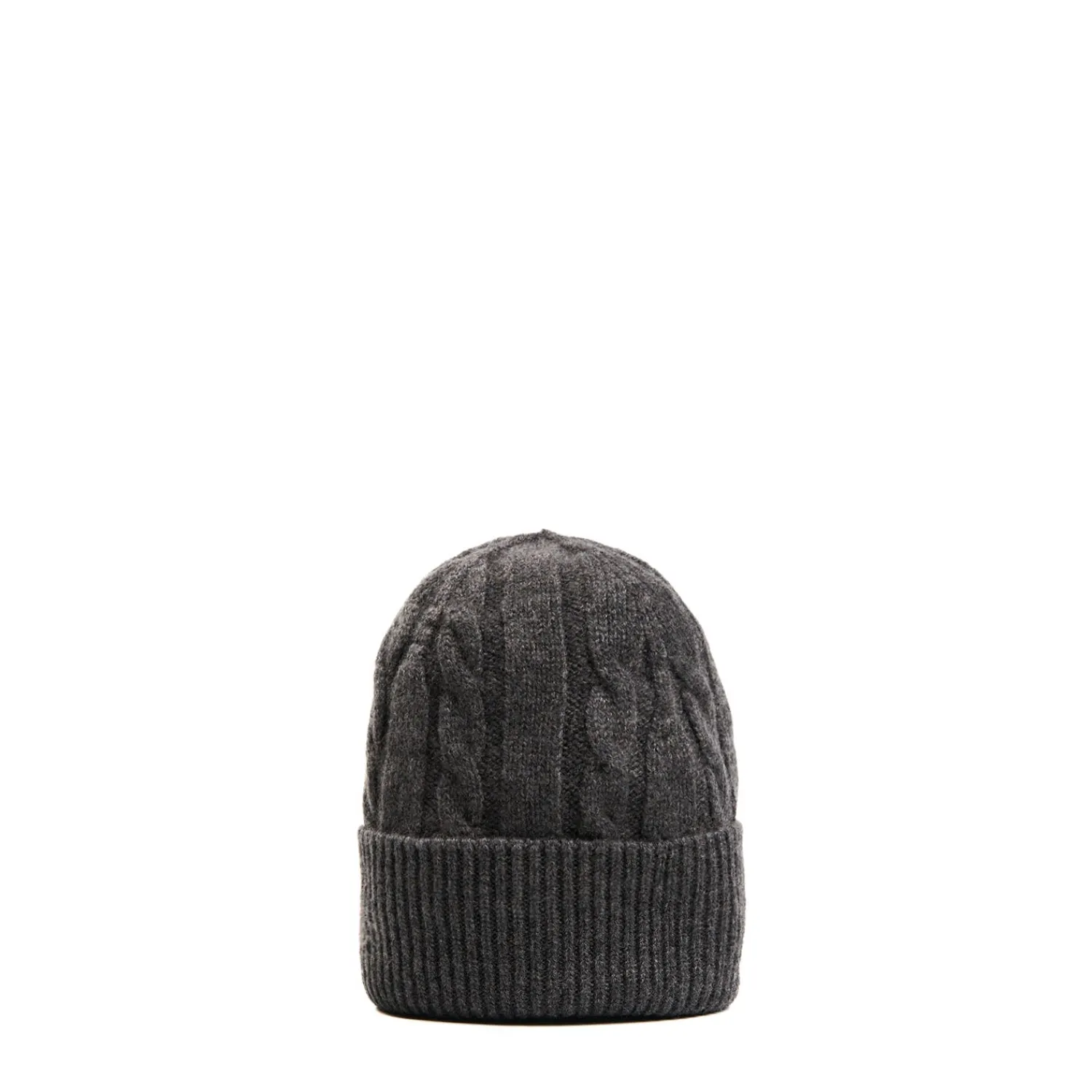 E.Marinella Cappelli|BERRETTO GRIGIO SCURO A trecce in cashmere