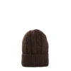 E.Marinella Cappelli|BERRETTO MARRONE SCURO A trecce in cashmere