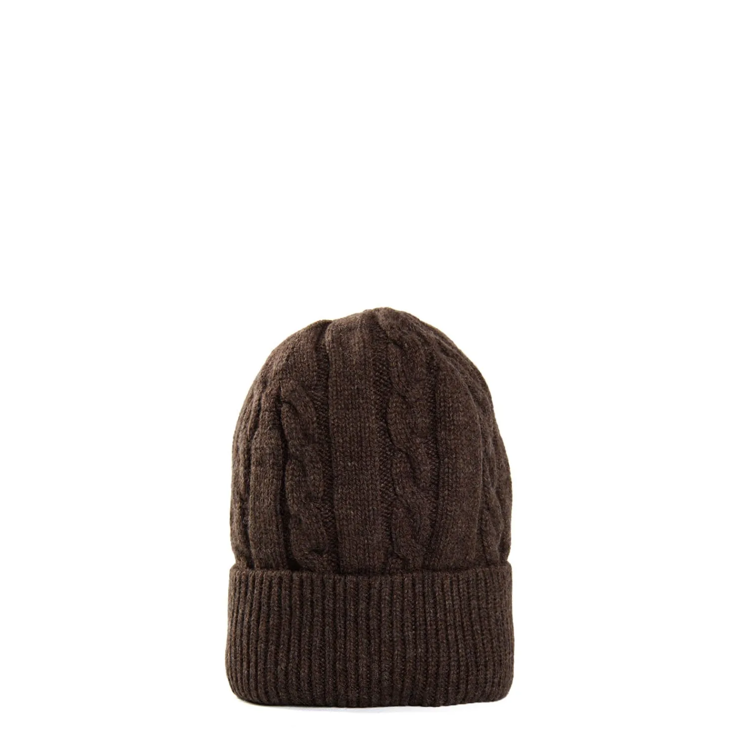 E.Marinella Cappelli|BERRETTO MARRONE SCURO A trecce in cashmere