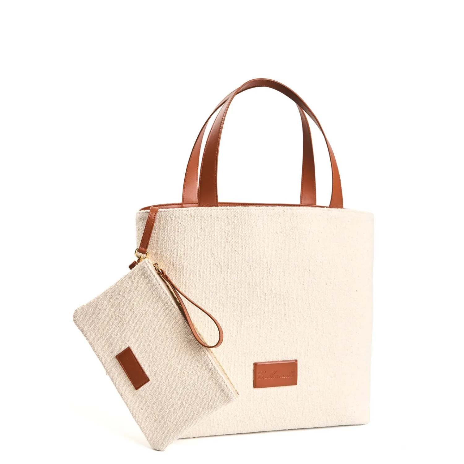 E.Marinella Tote Bag|BORSA BEACH In canvas e pelle liscia