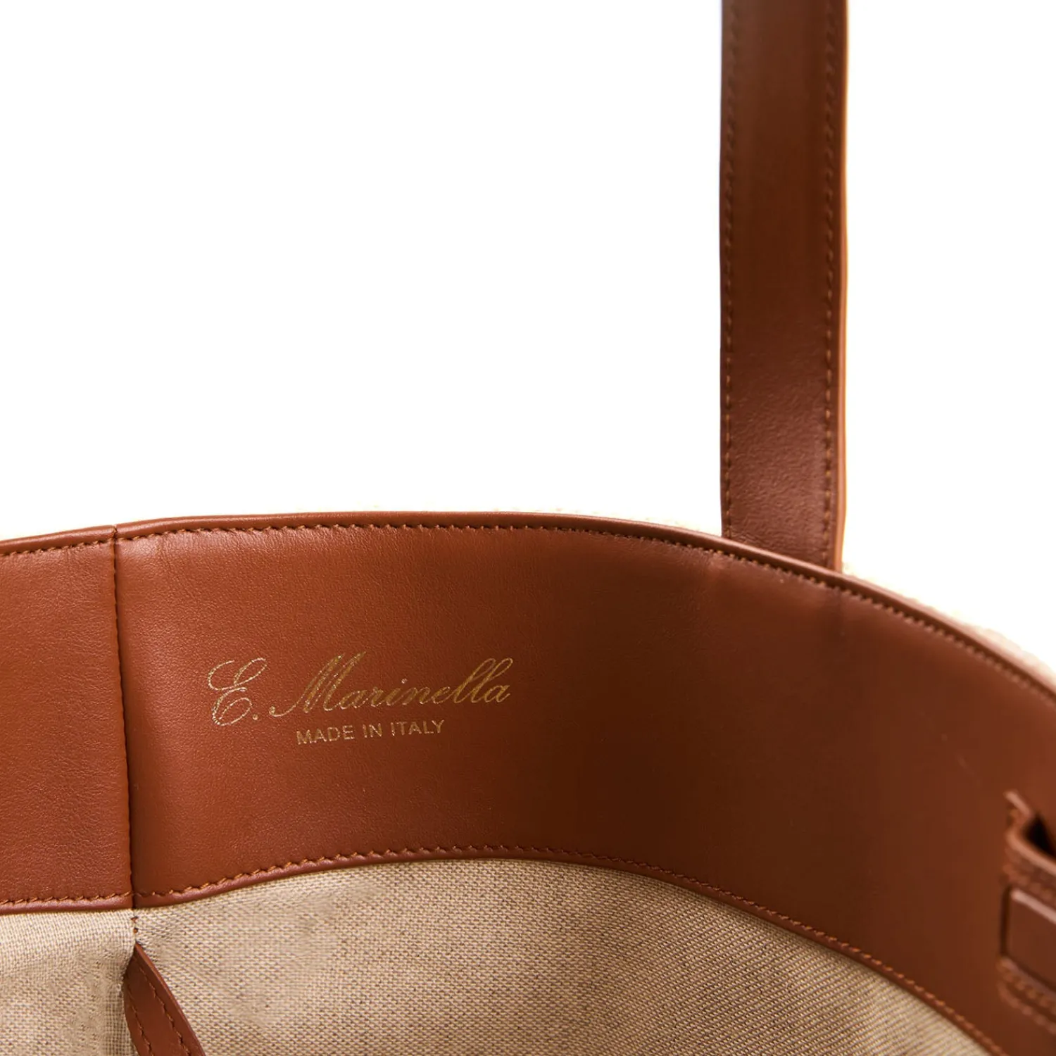 E.Marinella Tote Bag|BORSA BEACH In canvas e pelle liscia