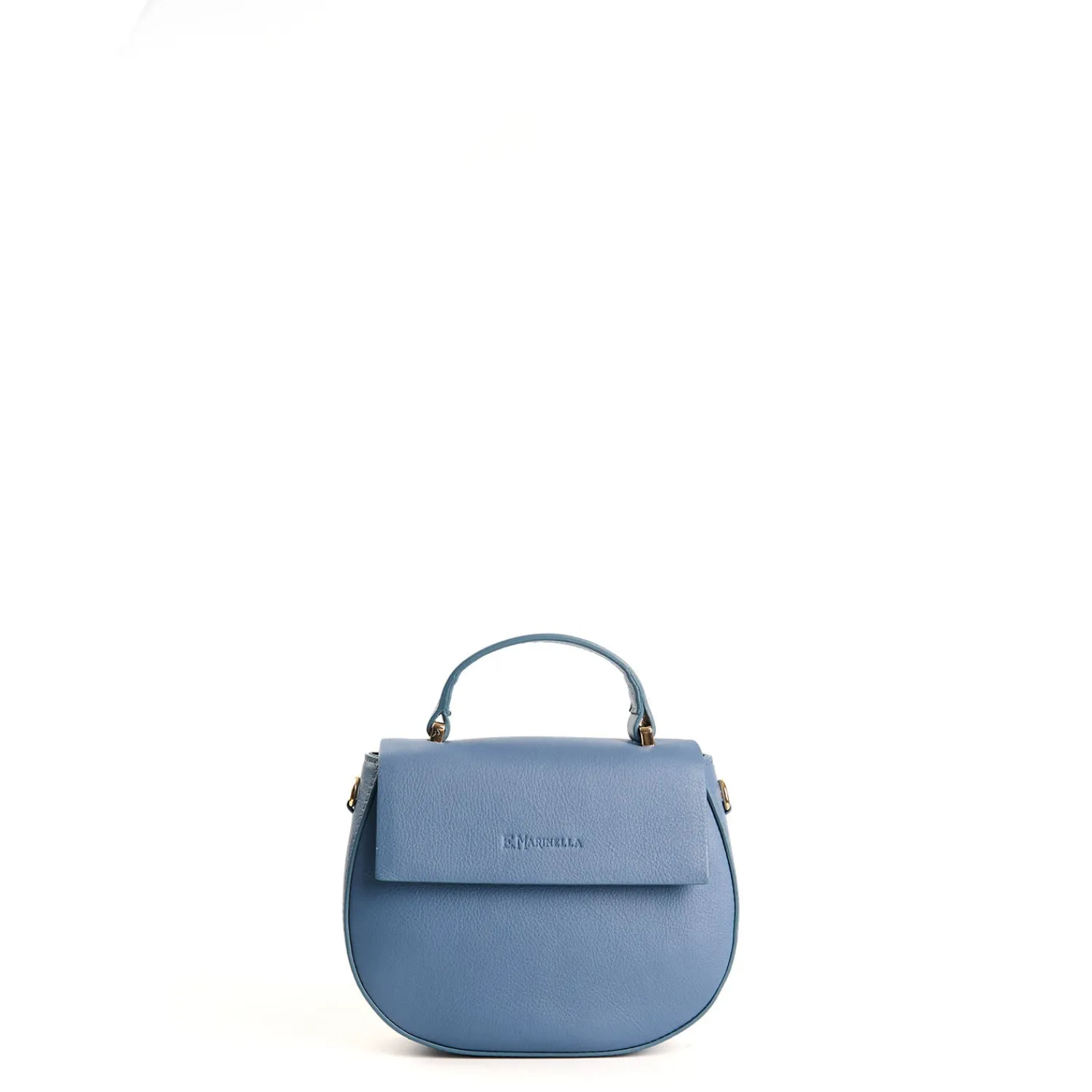 E.Marinella Mini Bag|BORSA MINI CLEO AZZURRO POLVERE In pelle liscia