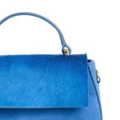 E.Marinella Mini Bag|BORSA MINI CLEO BLUETTE In camoscio e cavallino