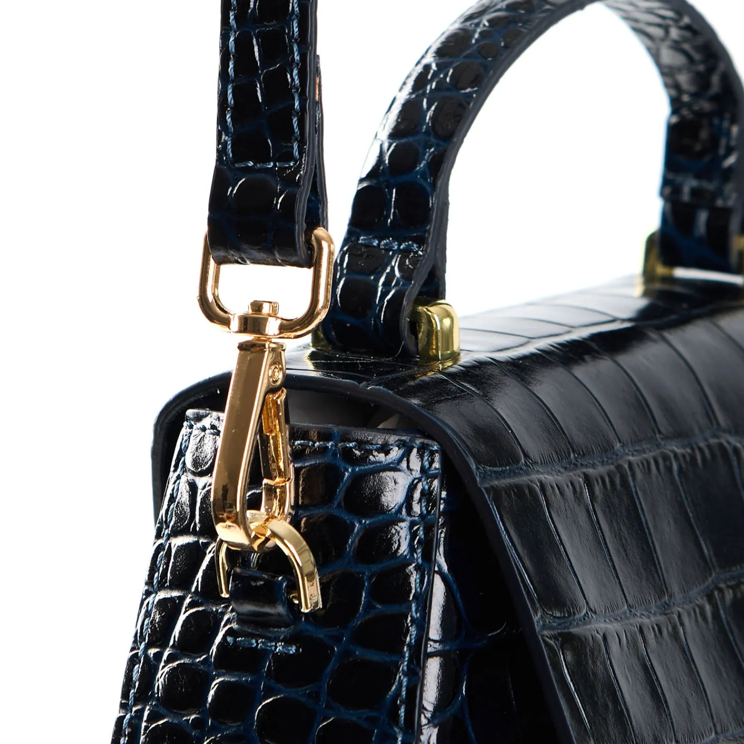 E.Marinella Mini Bag|BORSA MINI CLEO BLU Stampa coccodrillo