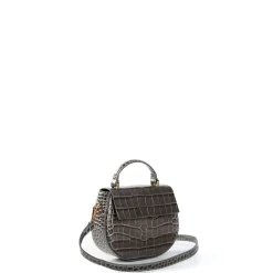 E.Marinella Mini Bag|BORSA MINI CLEO GRIGIA Stampa coccodrillo