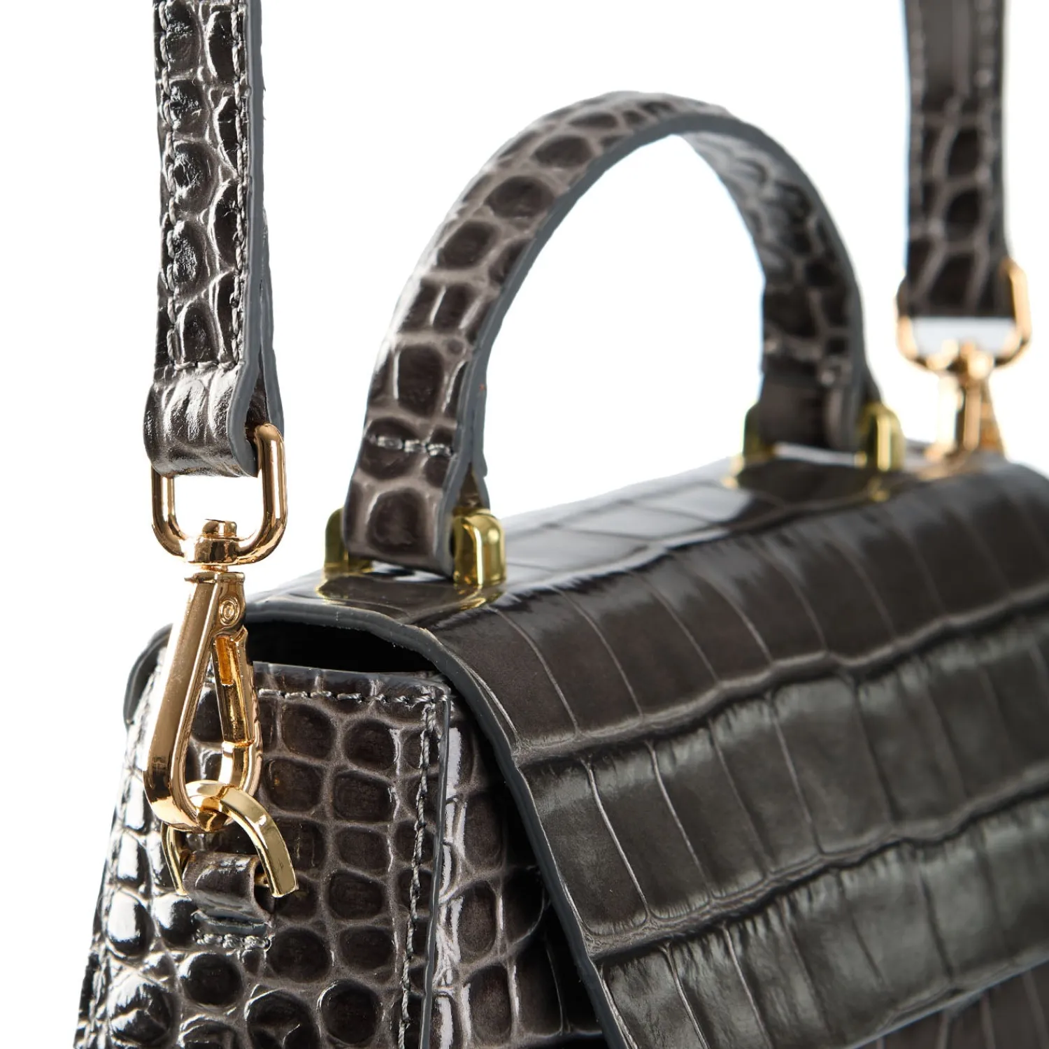 E.Marinella Mini Bag|BORSA MINI CLEO GRIGIA Stampa coccodrillo
