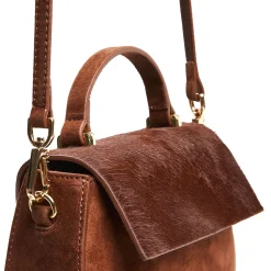 E.Marinella Mini Bag|BORSA MINI CLEO MARRONE In camoscio e cavallino