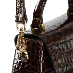 E.Marinella Mini Bag|BORSA MINI CLEO MARRONE SCURO Stampa coccodrillo