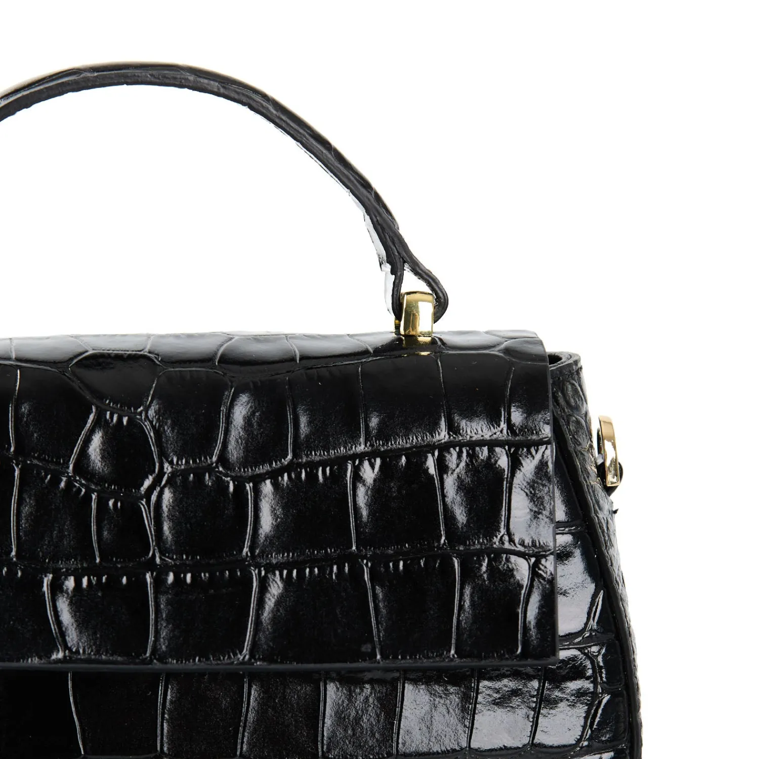 E.Marinella Mini Bag|BORSA MINI CLEO NERA Stampa coccodrillo