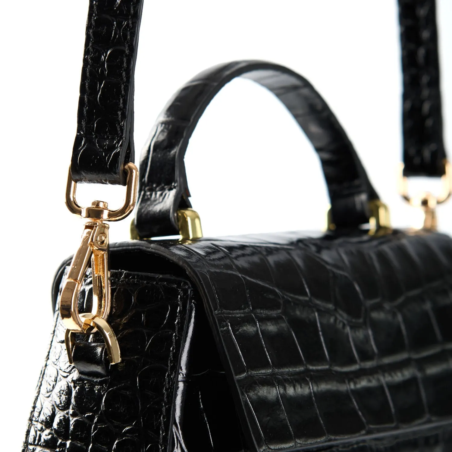 E.Marinella Mini Bag|BORSA MINI CLEO NERA Stampa coccodrillo