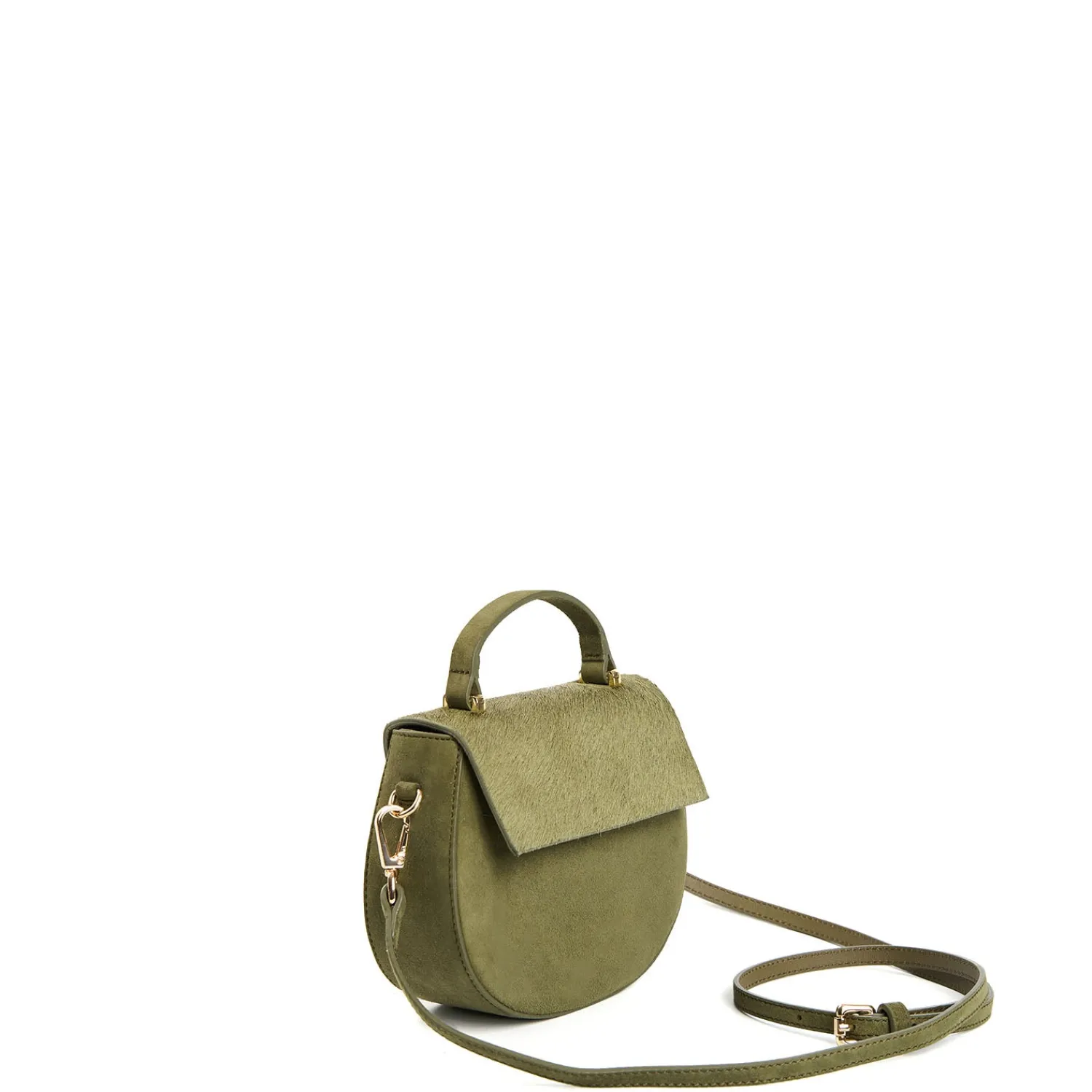 E.Marinella Mini Bag|BORSA MINI CLEO VERDE OLIVA In camoscio e cavallino