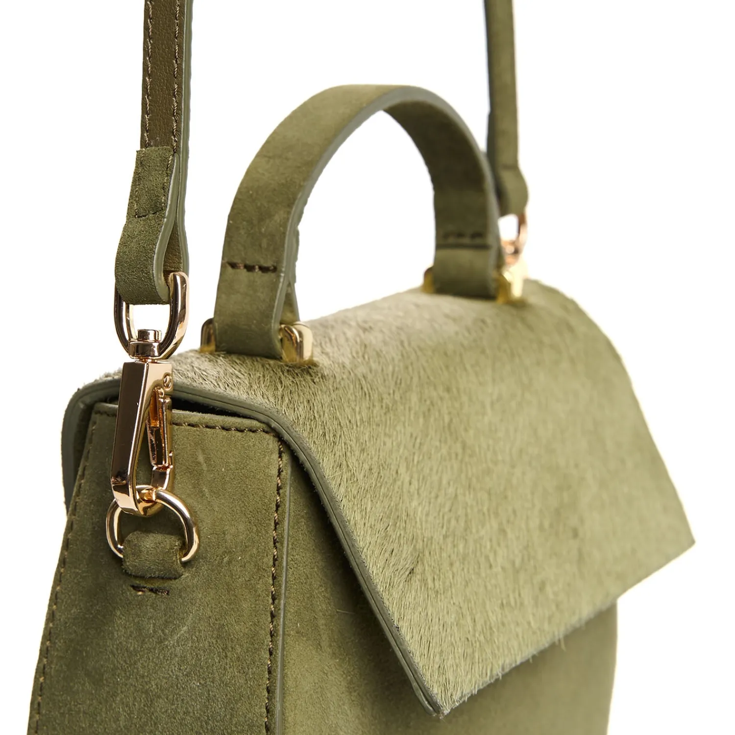 E.Marinella Mini Bag|BORSA MINI CLEO VERDE OLIVA In camoscio e cavallino