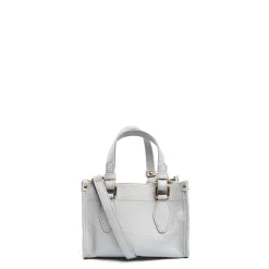 E.Marinella Mini Bag|BORSA SHOPPING MINI AZZURRO POLVERE In pelle martellata