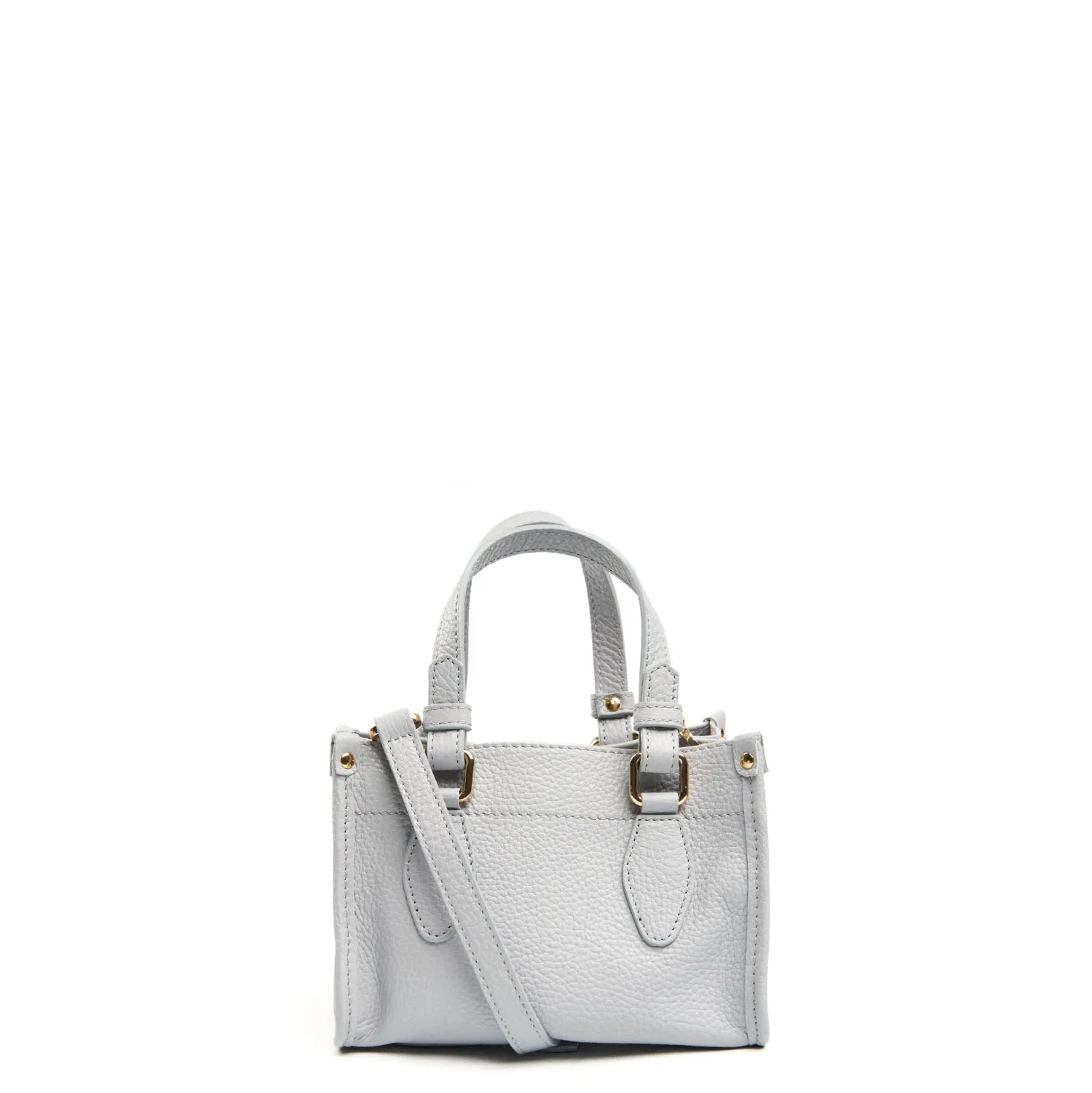 E.Marinella Mini Bag|BORSA SHOPPING MINI AZZURRO POLVERE In pelle martellata