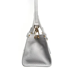 E.Marinella Mini Bag|BORSA SHOPPING MINI AZZURRO POLVERE In pelle martellata