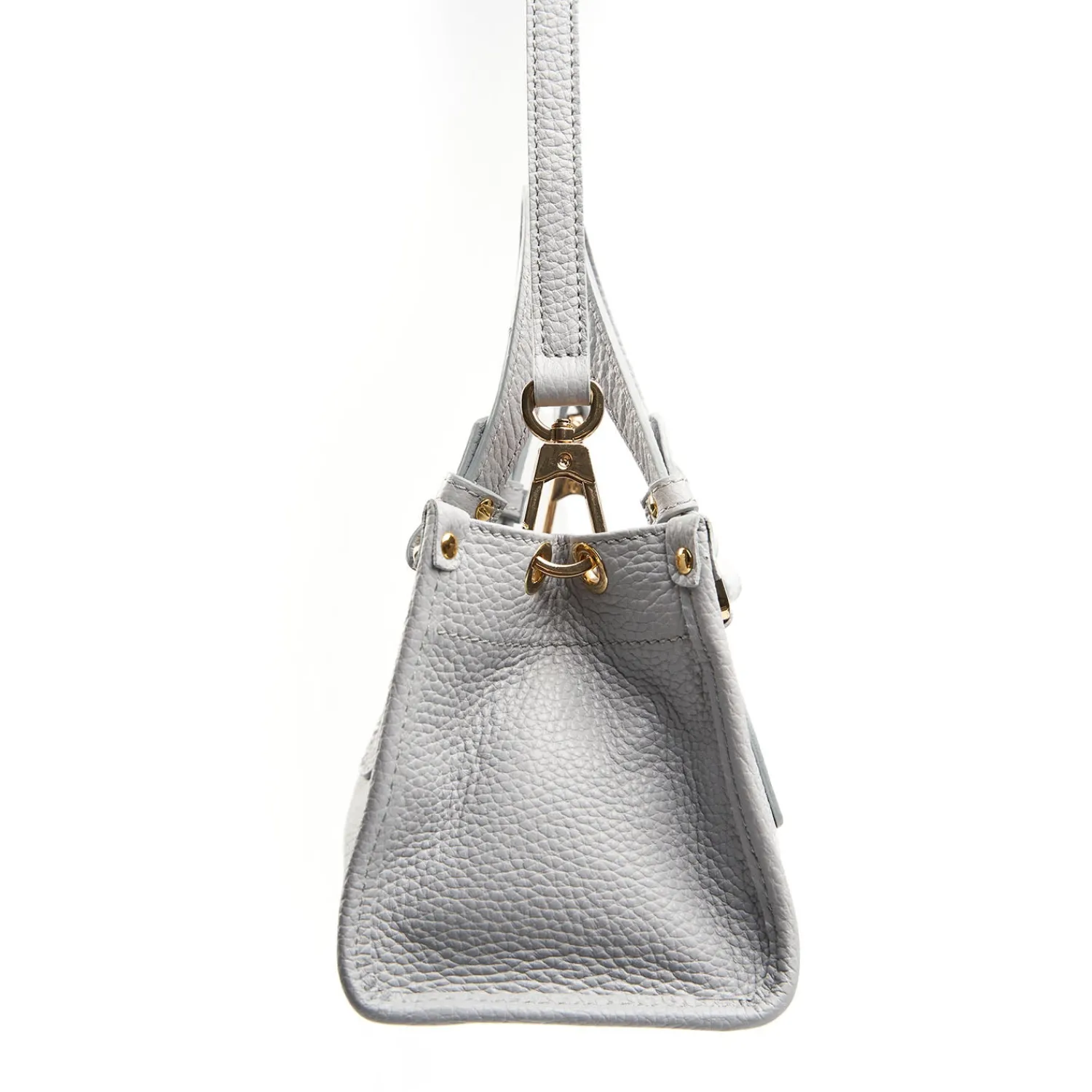 E.Marinella Mini Bag|BORSA SHOPPING MINI AZZURRO POLVERE In pelle martellata