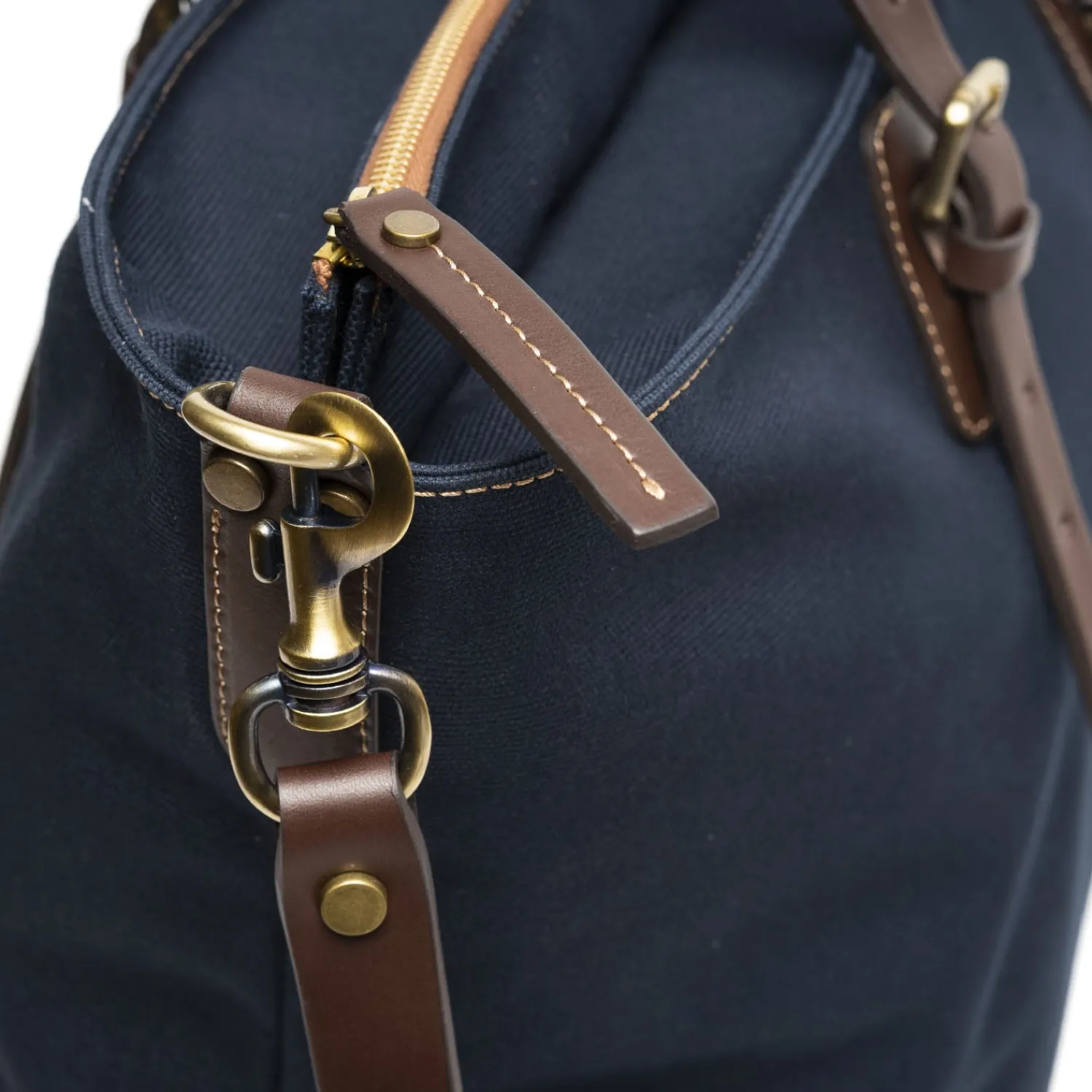 E.Marinella Borse Da Viaggio E Trolley|BORSA WEEKEND BLU SCURO In tela con rifinitute in pelle