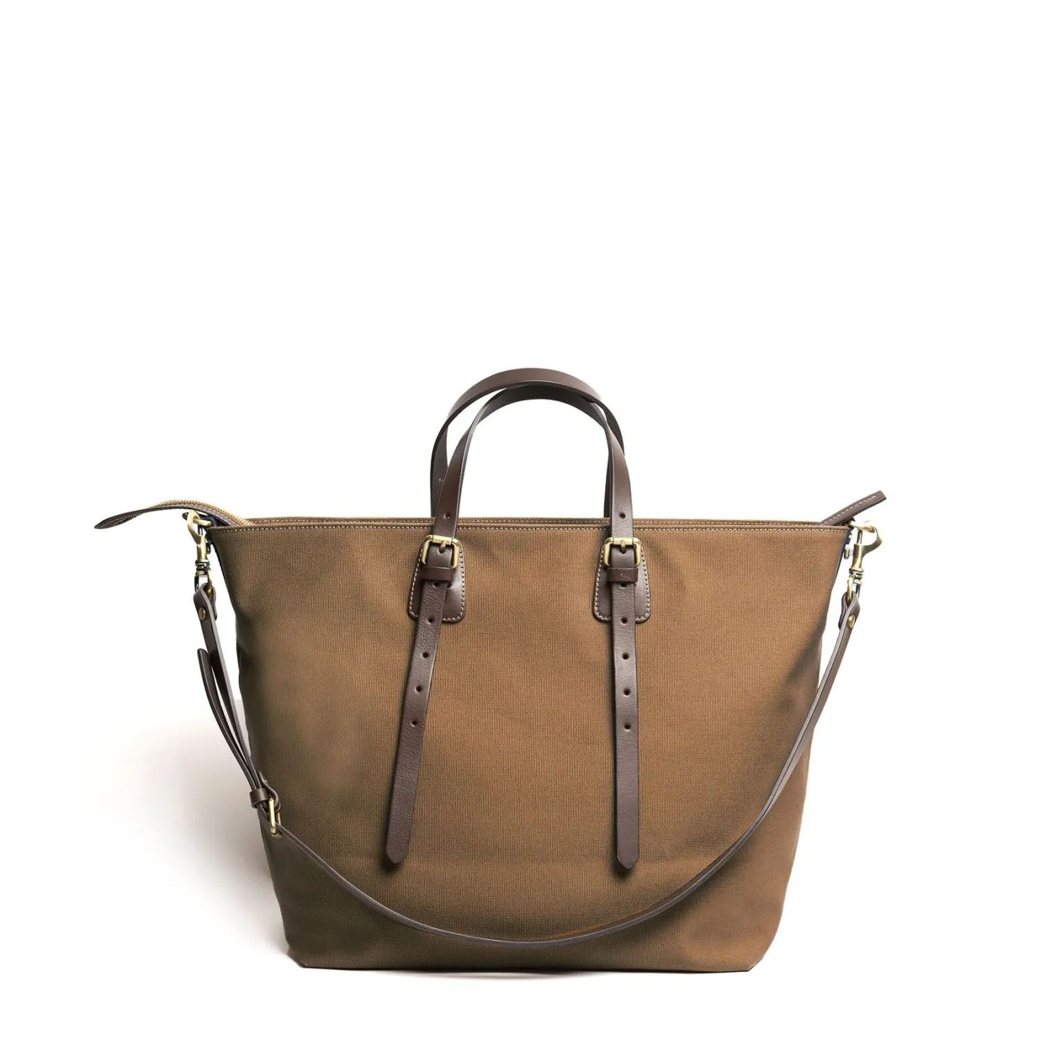 E.Marinella Borse Da Viaggio E Trolley|BORSA WEEKEND MARRONE SCURO In tela con rifiniture in pelle