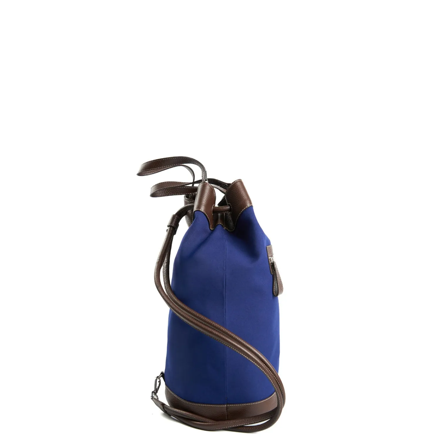 E.Marinella Borse Da Viaggio E Trolley|BORSONE GIAN MIDI BLU SCURO E TESTA MORO In canvas e pelle