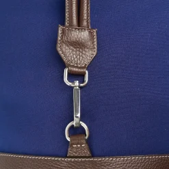 E.Marinella Borse Da Viaggio E Trolley|BORSONE GIAN MIDI BLU SCURO E TESTA MORO In canvas e pelle