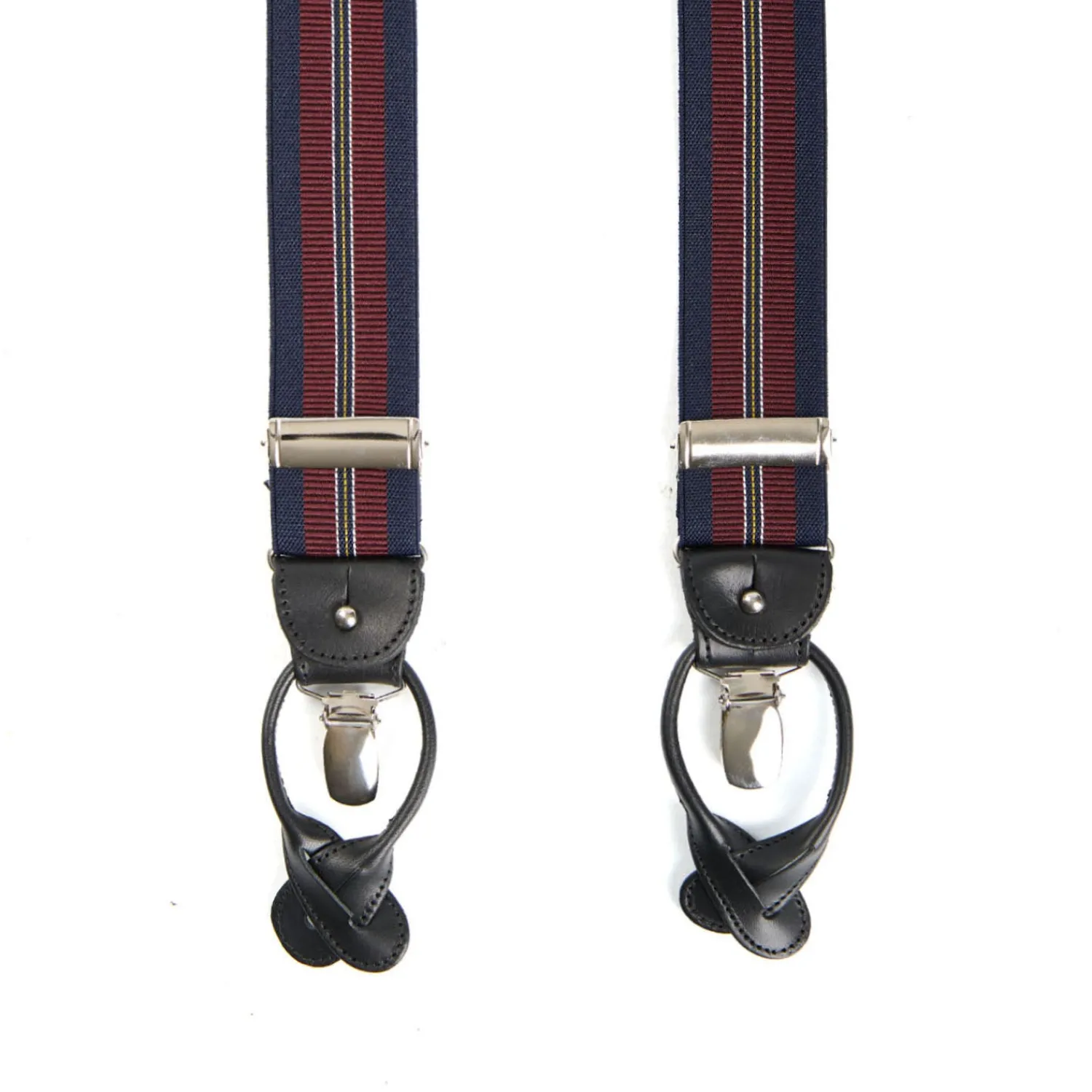 E.Marinella Bretelle|BRETELLE EM BLU SCURO E BORDEAUX Rigata