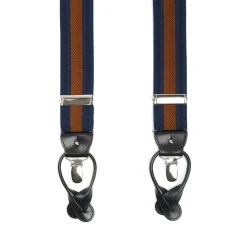 E.Marinella Bretelle|BRETELLE EM BLU SCURO E MARRONE CHIARO Rigata
