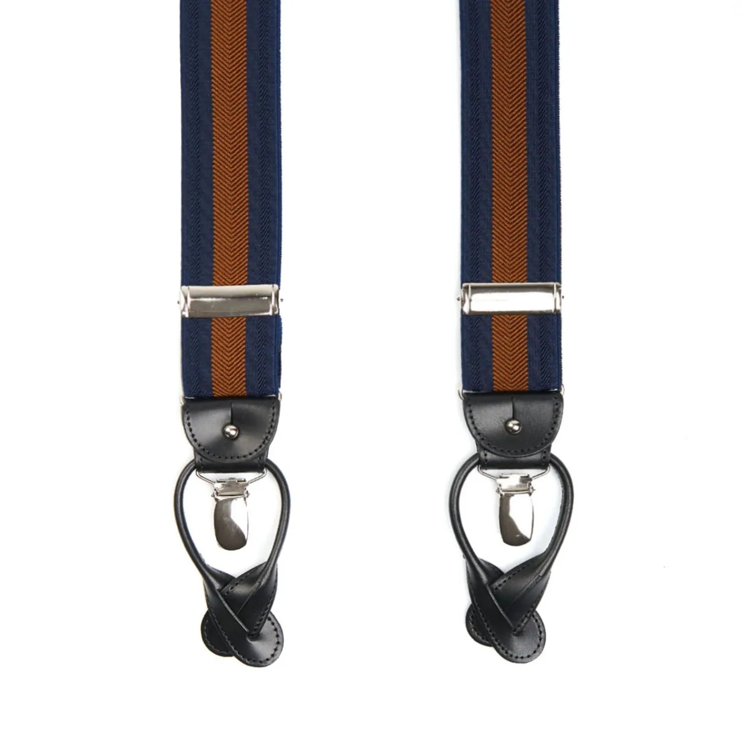E.Marinella Bretelle|BRETELLE EM BLU SCURO E MARRONE CHIARO Rigata