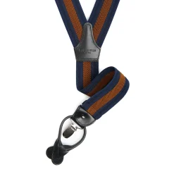 E.Marinella Bretelle|BRETELLE EM BLU SCURO E MARRONE CHIARO Rigata