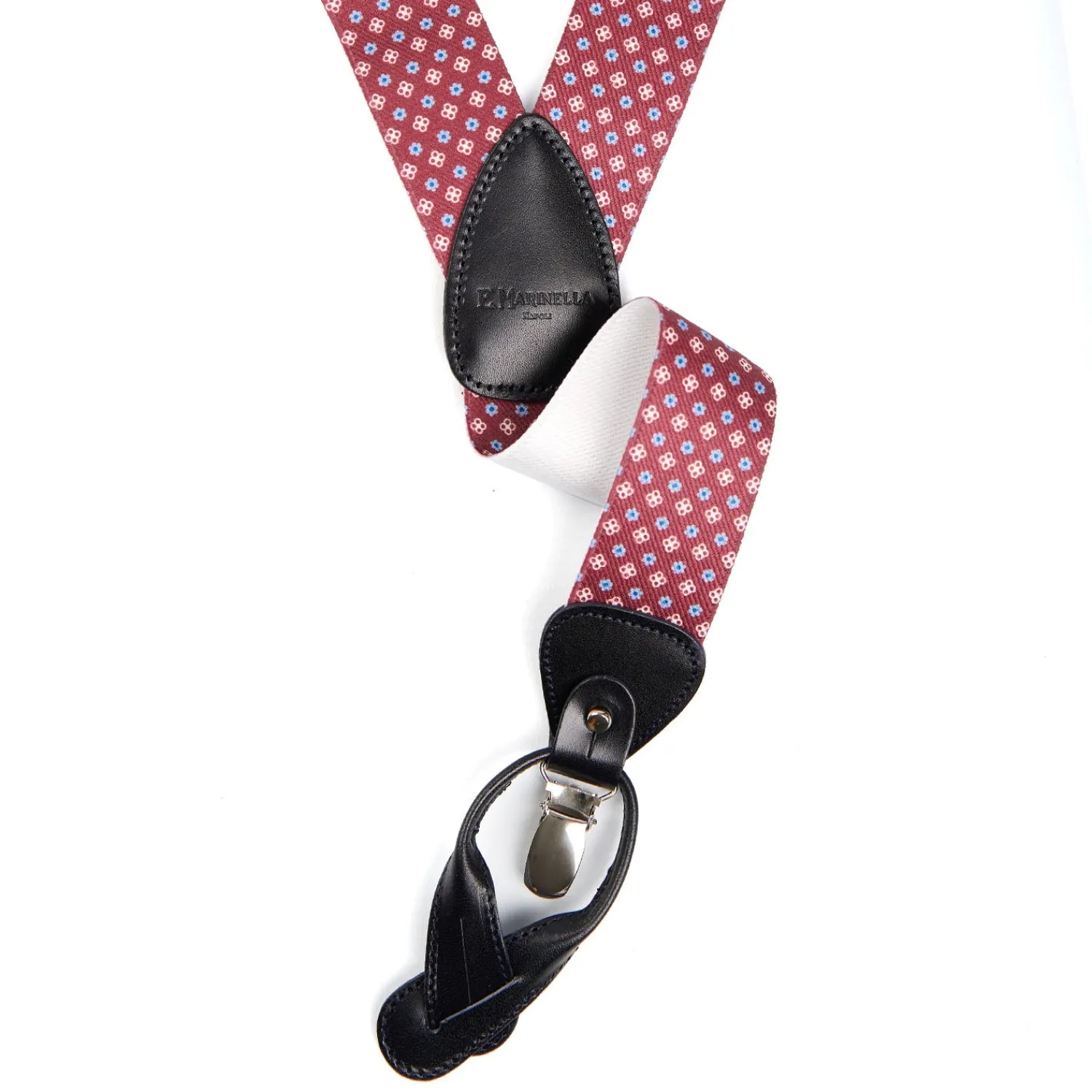E.Marinella Bretelle|BRETELLE EM BORDEAUX Microfantasia fiore