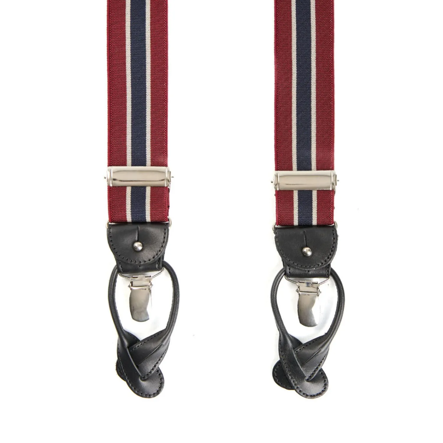 E.Marinella Bretelle|BRETELLE EM RIGATE Bordeaux e blu