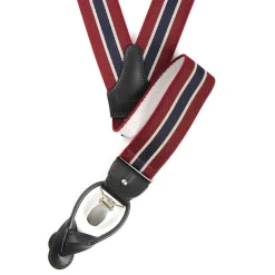 E.Marinella Bretelle|BRETELLE EM RIGATE Bordeaux e blu