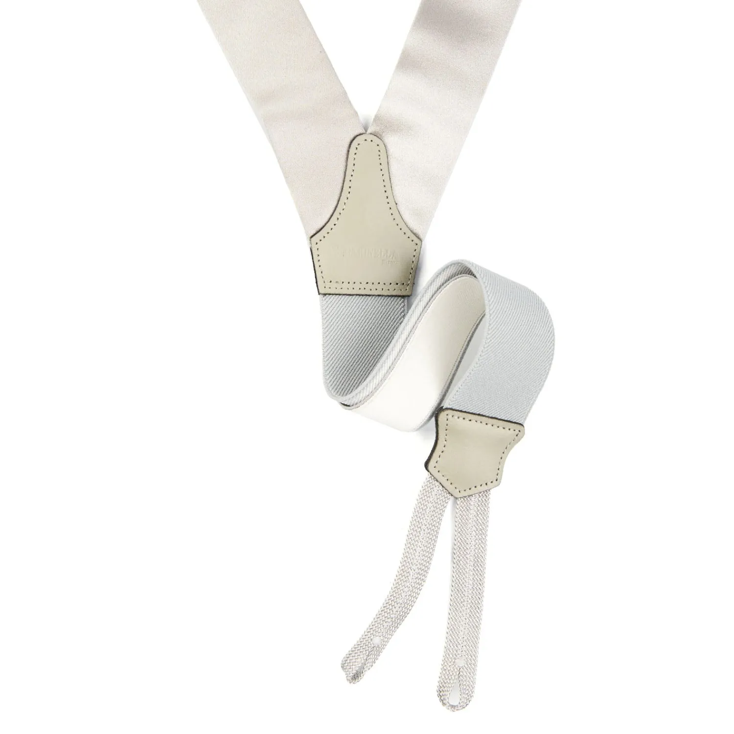 E.Marinella Accessori Per Lo Sposo|Bretelle|BRETELLE GRIGIO CHIARO In raso di seta 3,5 cm