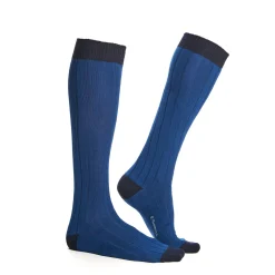 E.Marinella Calzini|CALZE LUNGHE BICOLORE BLUETTE E BLU IN COTONE Tinta unita