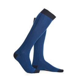 E.Marinella Calzini|CALZE LUNGHE BICOLORE BLUETTE E BLU IN COTONE Tinta unita