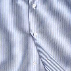 E.Marinella Camicie In Cotone|CAMICIA CLASSICA A RIGHE BIANCO E BLU SLIM In cotone popeline