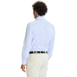E.Marinella Camicie In Cotone|CAMICIA CLASSICA A RIGHE BIANCO E AZZURRO SLIM In cotone popeline