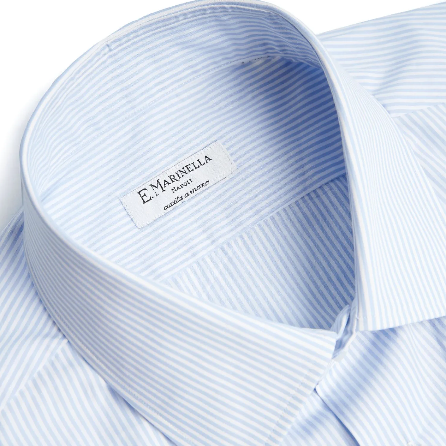 E.Marinella Camicie In Cotone|CAMICIA CLASSICA A RIGHE BIANCO E AZZURRO SLIM In cotone popeline