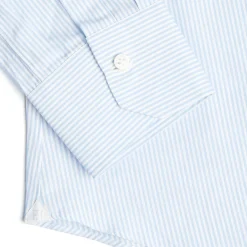 E.Marinella Camicie In Cotone|CAMICIA CLASSICA A RIGHE BIANCO E AZZURRO SLIM In cotone popeline