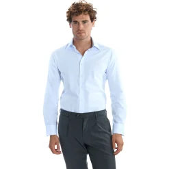 E.Marinella Camicie In Cotone|CAMICIA CLASSICA AZZURRA SLIM In cotone popeline