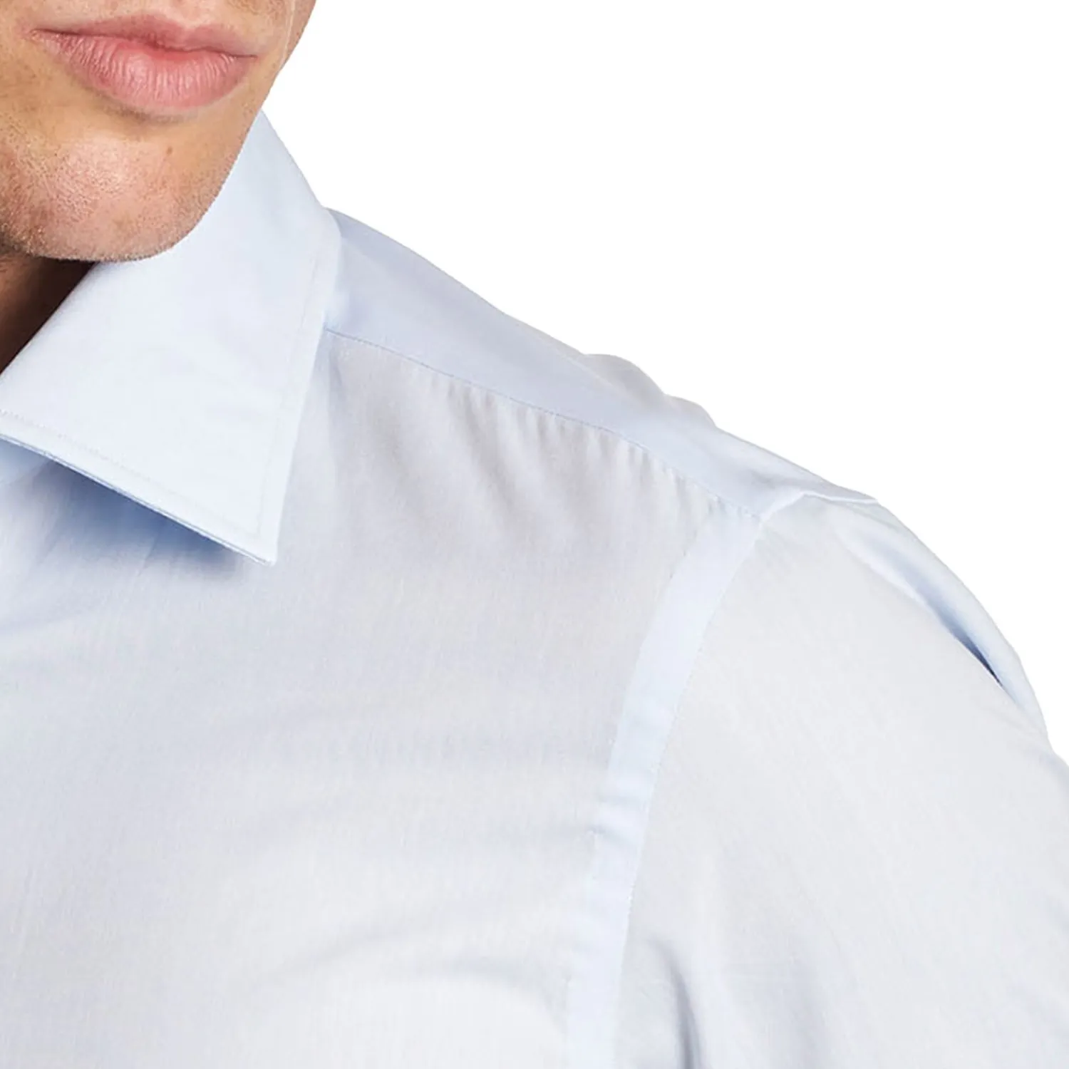 E.Marinella Camicie In Cotone|CAMICIA CLASSICA AZZURRA SLIM In cotone popeline