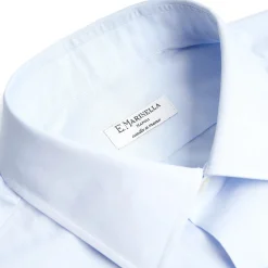 E.Marinella Camicie In Cotone|CAMICIA CLASSICA AZZURRA SLIM In cotone popeline