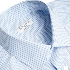 E.Marinella Camicie In Cotone|CAMICIA CLASSICA DOPPIA RIGA SLIM In cotone popeline