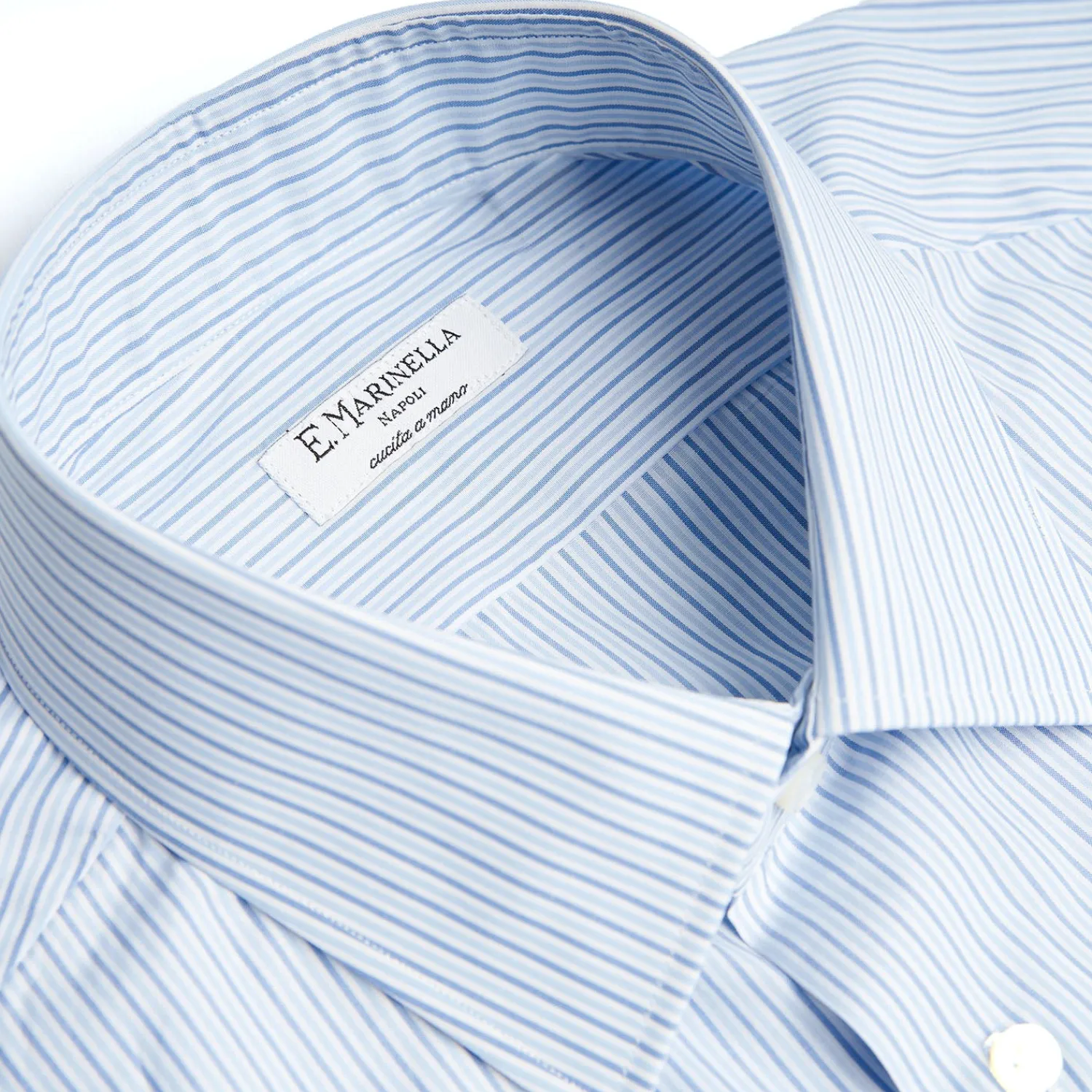 E.Marinella Camicie In Cotone|CAMICIA CLASSICA DOPPIA RIGA SLIM In cotone popeline