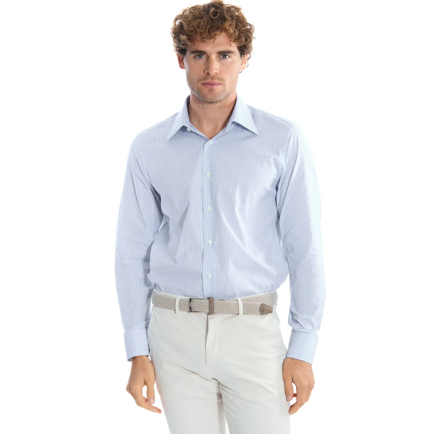 E.Marinella Camicie In Cotone|CAMICIA CLASSICA DOPPIA RIGA REGULAR In cotone popeline