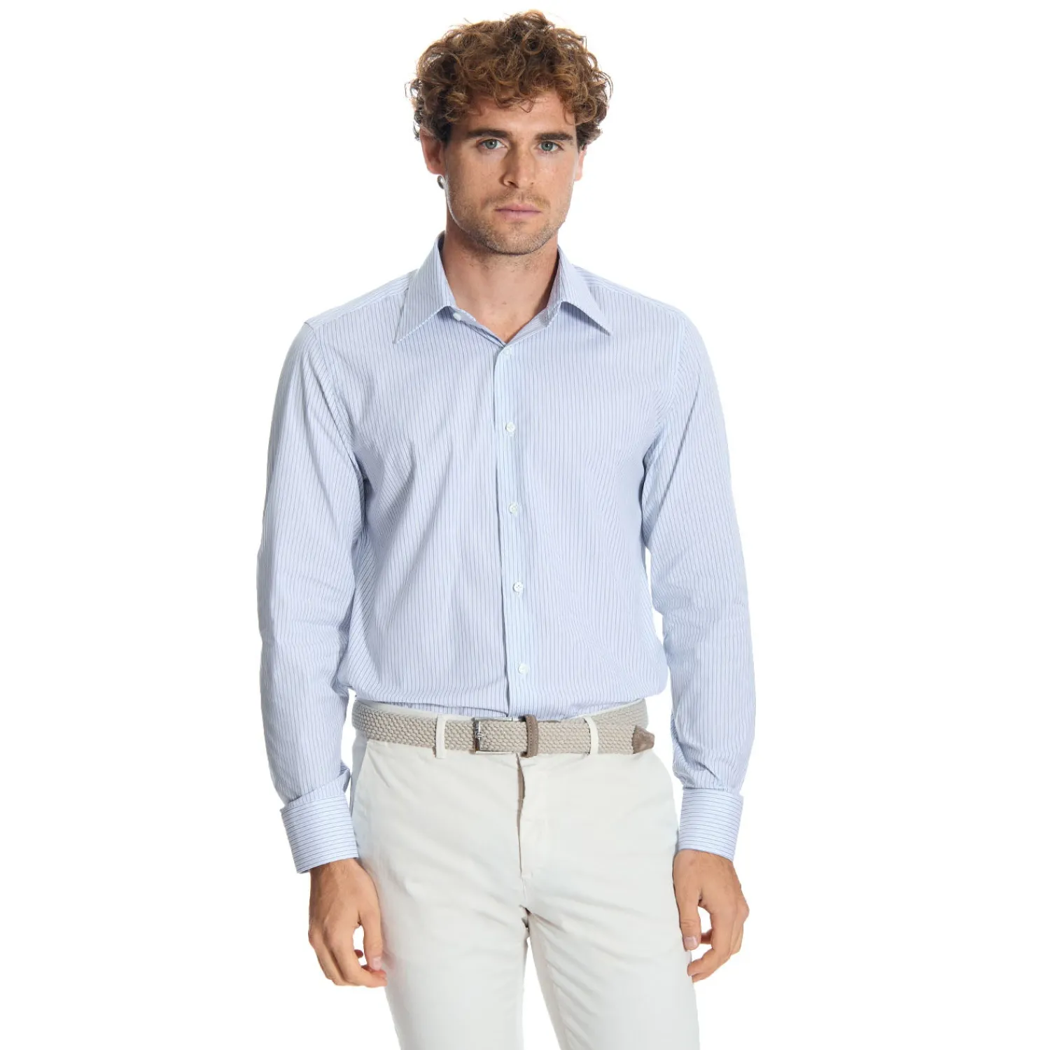 E.Marinella Camicie In Cotone|CAMICIA CLASSICA DOPPIA RIGA REGULAR In cotone popeline