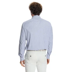 E.Marinella Camicie In Cotone|CAMICIA CLASSICA RIGHE BIANCO E BLU REGULAR In cotone popeline