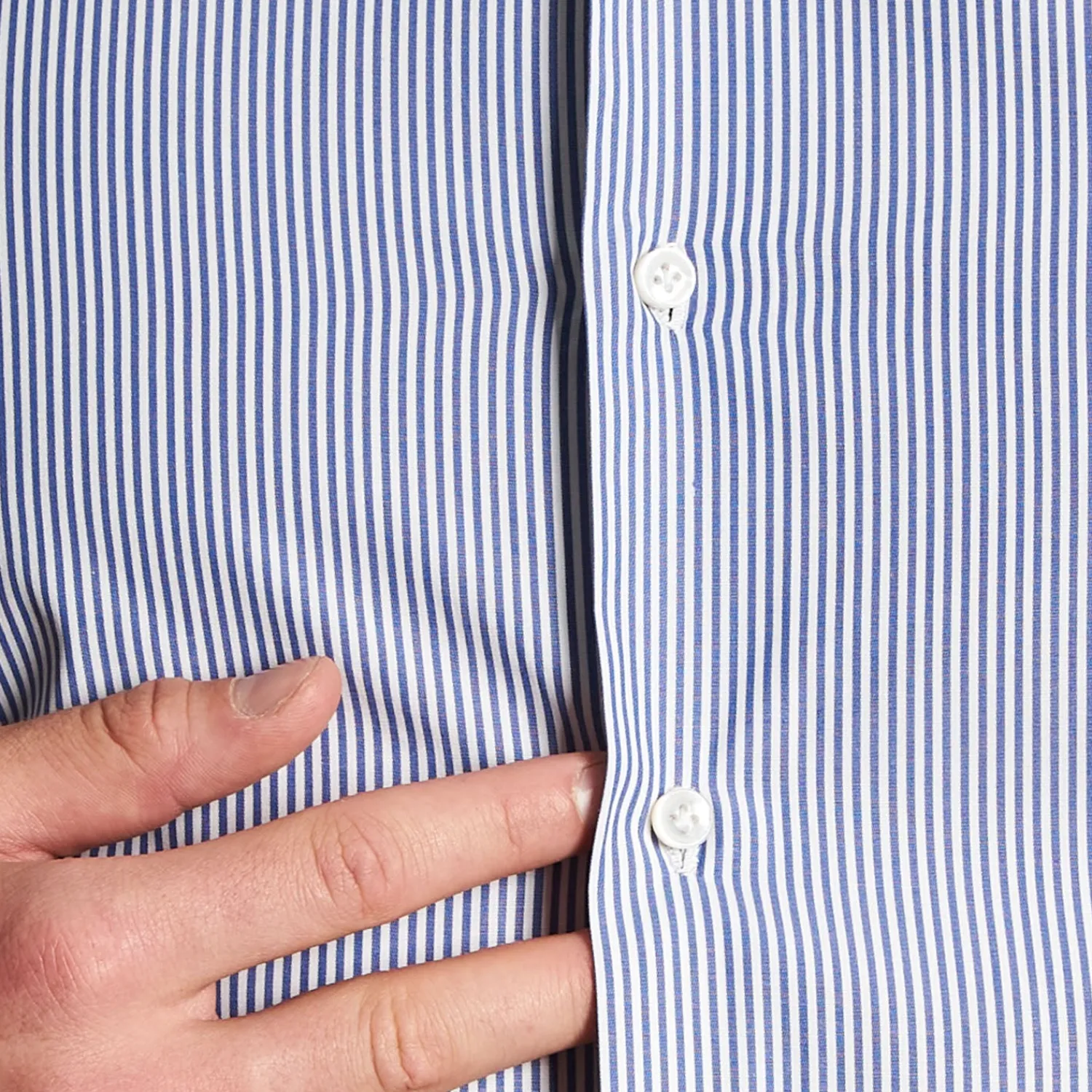 E.Marinella Camicie In Cotone|CAMICIA CLASSICA RIGHE BIANCO E BLU REGULAR In cotone popeline